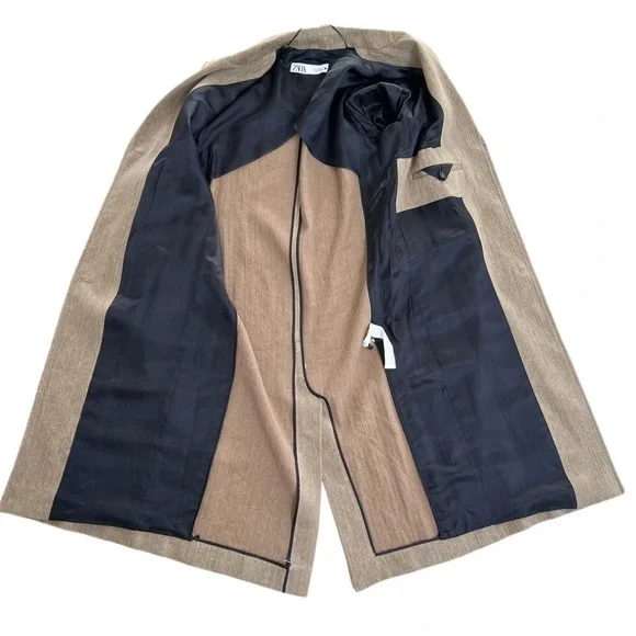 NWOT Zara Rustic Brown Linen Cotton Fall/Winter Trench Coat - Size XS - Picture 13 of 16